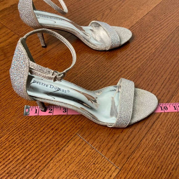 7.5 M Pierre Dumas Silver gem crystal sparkly formal Heel Stiletto ankle strap - Picture 15 of 16